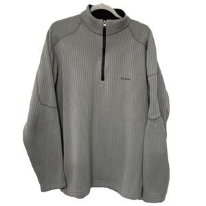 Columbia Sportswear Men's XL Gray Fleece 1/4 Zip Pullover Sweater Arm Zip Pocket